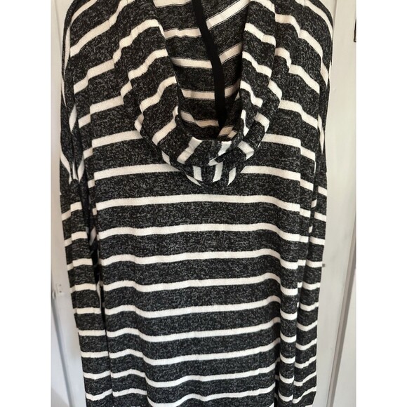 NWT Jones New York Black White Striped Tunic Hoodie Dress Pocket Woman’s Sz XL - Picture 7 of 10